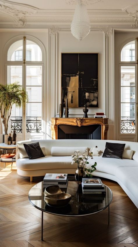 Parisian Interior Design, Parisian Living Room, Parisian Decor, Parisian Interior, Classic Interior Design, Classic Living Room, Living Room Trends, Parisian Apartment, Home Design Decor