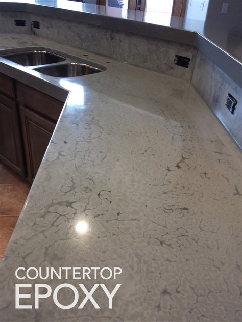 When I wrote yesterday’s post about my concrete kitchen countertops, what they look like now, and what I plan to do about it, I pretty much knew the direction I was headed. I had my plan in p… Two Countertops In Kitchen, Gray Epoxy Countertops, Grey Epoxy Countertop, Epoxy Concrete Countertops, Resurfacing Countertops, Countertop Concrete, Concrete Kitchen Countertops, Countertop Epoxy, Epoxy Countertops