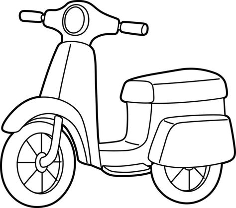 Scooter Coloring Page Isolated for Kids Scooty Bike Drawing, Motor Bike Drawing, Scooter Drawing, Road Drawing, Motor Art, Cars Coloring, Ohms Law, Bike Drawing, Bike Motor