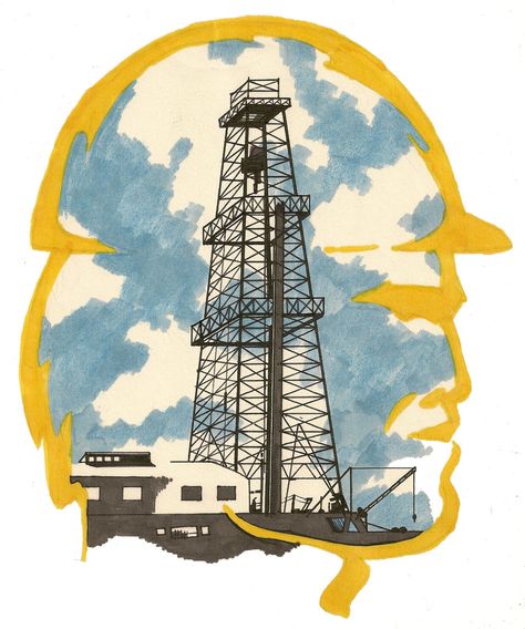 Kriv, "Oil Rig Worker" (Last century - 70s) Color marker drawing - 8" x 10" Oil Rig Drawing, Industrial Design Drawing, History Posters, Professional Website Design, Oil Industry, Oil Rig, Website Design Company, Gas Industry, Fun Website Design