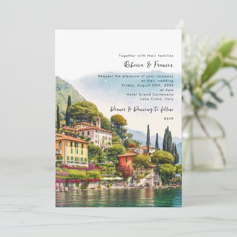 Lake Como Wedding Invitations, Italy Invitations, Clay Disney, Travel Invitation, Italy Elopement, Save The Date Mariage, Scenic Wedding, Save The Date Video, Italian Party