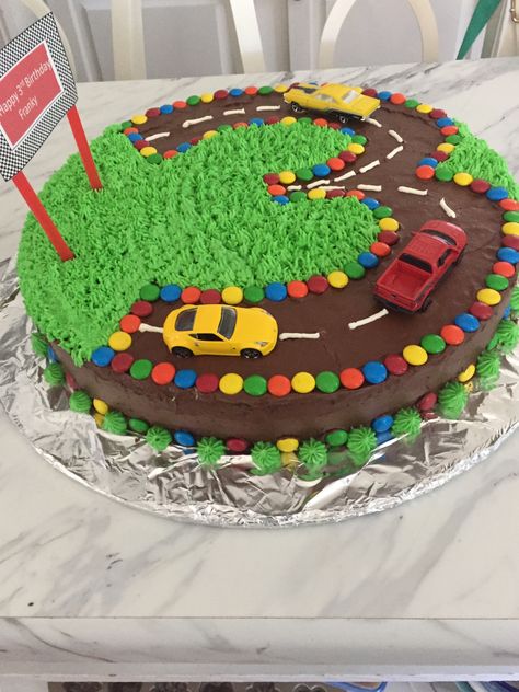 Road Cakes For Boys, 3rd Birthday Cakes For Boys, Three Birthday Cake, Race Track Cake, Sunflower Birthday Cakes, Hot Wheels Themed Birthday Party, Car Birthday Cake, Barbie Doll Birthday Cake, 3rd Birthday Cake