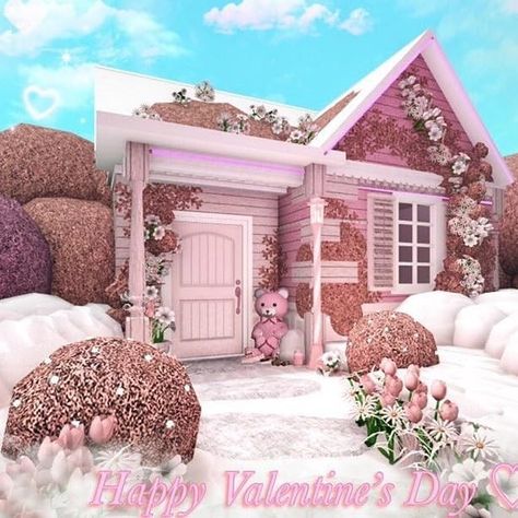 Bloxburg Valentines House, Bloxburg Valentines, Bloxburg Inspiration, Blocksburg Room Ideas￼, Bloxburg Houses, Bloxburg Room, Decal Codes, Bloxburg Ideas, Bloxburg Decal Codes