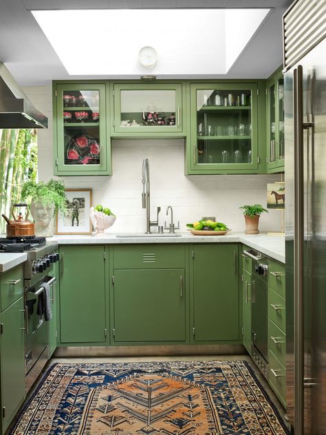 Visit Dakota Johnson’s Midcentury-Modern Home in LA by DLB Green Wren Kitchen, Wren Shaker Kitchen, Wren Kitchen Shaker, Dakota Johnson House, Fifi Mcgee, Wren Kitchens, Johnson House, Kitchen Cost, Wren Kitchen