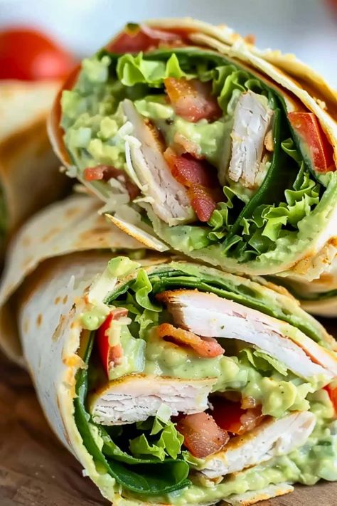 Lunch Sandwiches Cold, Batch Lunches, Easy Turkey Wraps For Lunch, Chicken Avocado Wraps Recipes, Best Turkey Wraps For Lunch, Healthy Turkey Wraps Lunch Ideas, Turkey Guacamole Wrap, Turkey Avacodo Wraps, Sandwich Meal Prep