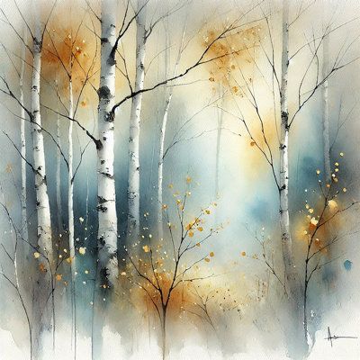 Birch trees painting