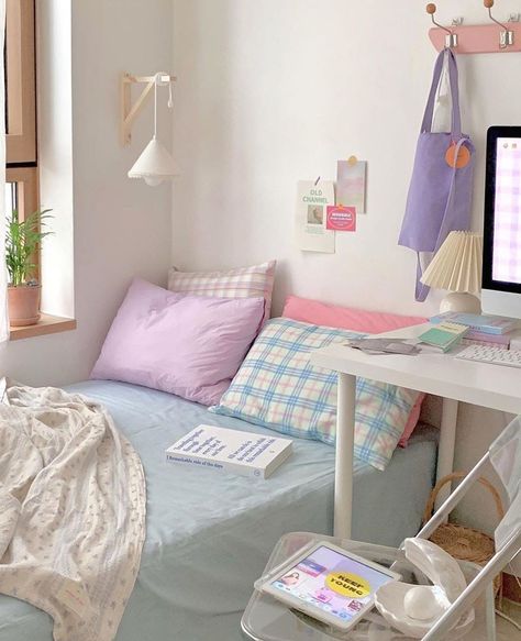 Color trends 2021: Millennial Purple interior obsession | SampleBoard Pastel Bedroom, Pastel Room Decor, Dekorasi Kamar Tidur, Pastel Room, Study Room Decor, Cute Room Ideas, Minimalist Room, Pretty Room, Room Design Bedroom