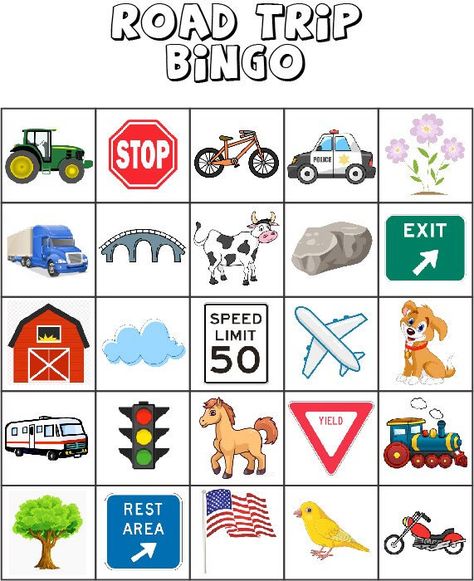 Road Trip Games! Road Trip bingo is a printable game for car rides! Just cross off as you see each item or keep a tally. Car Bingo, Game Timer, Road Trip Entertainment, Printable Road Trip Games, Road Trip Printables, Road Trip Bingo, Camping Coloring Pages, Road Trip Games, Road Trip Activities