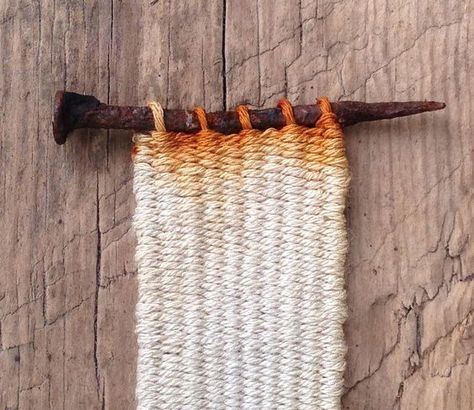 Miniature tapestry weave artwork in cotton incorporating found metal object with rust staining. The 'Tide Line' Series featured in... Weave Artwork, Alice Fox, Corkboard Ideas Decor, To Alice, Art Major, Found Objects, Weaving Art, Tapestry Weaving, Found Object