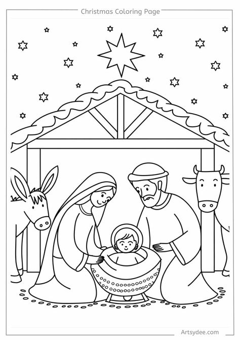 Looking for festive fun this holiday season? Our 80+ free printable Christmas coloring pages feature everything from Santa and Christmas trees to intricate mandalas and cute animals. Perfect for kids and adults! Download your favorite designs now and save this pin for hours of creative holiday inspiration! Free Nativity Printables, Nativity Printables Free, Free Nativity Coloring Pages, Nativity Printables, Free Printable Christmas Coloring Pages, Biblical Christmas, Kids Christmas Coloring Pages, Merry Christmas Coloring Pages, Christmas Colouring Pages