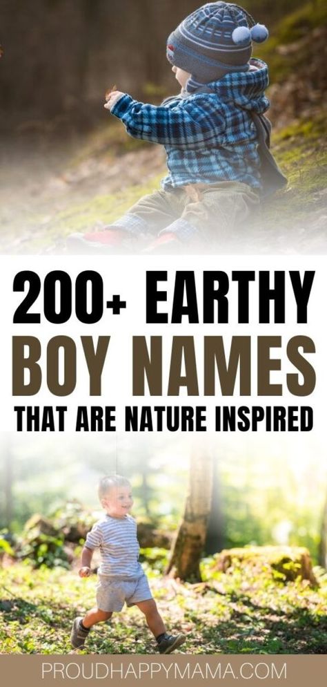 These earthy boy names with meanings are perfect for those looking for unique & strong earthy boy names! From Ocean to Forest, Cliff to Spring, we’ve got you covered with earthy baby boy names. These nature inspired strong earthy boy names and unique earthy boy names are going to blow you away! #earthyboynames #boynames #natureboynames #babynames Male Nature Names, Nature Inspired Boy Names, Nature Inspired Baby Names, Nature Themed Names, Cottagecore Boy Names, Earth Names, Forest Names, African Boy Names, Nature Boy Names