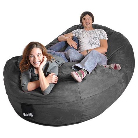 Oval 8 ft. Charcoal Grey Microsuede and Memory Foam Bean Bag (8' Charcoal), Size Extra Large (Cotton) Bean Bag Chair Bed, Interior Design Bedroom Master, Furniture Foam, Cool Bean Bags, Bean Bag Bed, Kids Playroom Furniture, Bean Bag Chairs, Chair Size, Bag Chairs