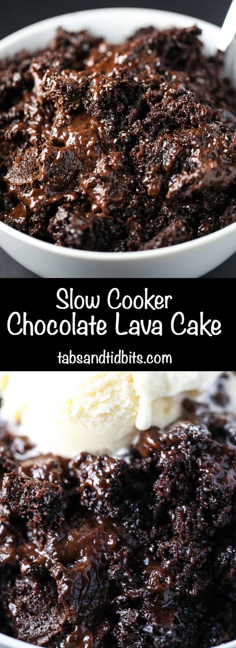 Slow Cooker Chocolate Lava Cake | Tabs & Tidbits Crock Pot Hot Fudge Cake, Crockpot Hot Fudge Cake, Hot Lava Cake Crock Pot, Hot Fudge Cake Crockpot, Large Lava Cake, Chocolate Lava Cake In Crock Pot, Slow Cooker Lava Cake, Crockpot Chocolate Lava Cake, Slow Cooker Chocolate Lava Cake