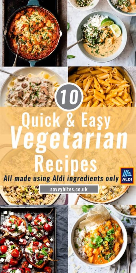 Dinner Ideas On A Budget, Cheap Vegetarian Meals, Vegetarian Dinner Ideas, Aldi Meal Plan, Easy Vegetarian Recipes, Aldi Recipes, Vegetarian Meal Plan, Easy Vegetarian Dinner, Quick Vegetarian Meals