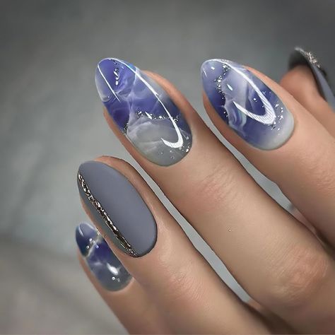 Blue Marble Texture Press on Nails Medium Oval Fake Nails Silver Glitter Line False Nails Full Cover Stick on Nails Acrylic Artificial Nails Amazon Affiliate Press On Nails Tips, Fake Acrylic Nails, China Nails, Nails Tips, Nail Type, Fake Nails With Glue, Nails For Women, Gradient Nails, Nail Length