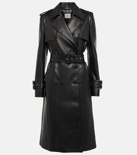 Parisian Winter, Leather Trench Coat Woman, Outfit References, Long Leather Coat, Leather Trench, Trench Coat Black, Leather Trench Coat, Shearling Coat, Trench Coats Women