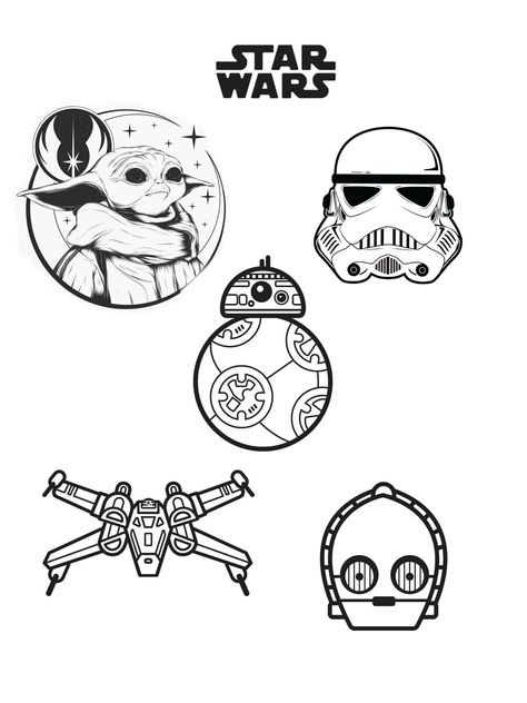 Star Wars Small Drawings, Grogu Tattoo Ideas, Star Wars Flash Tattoo, Star Wars Clip Art, Star Wars Flash, Disney Templates, Star Wars Travel Posters, Star Wars Coloring Pages, Star Wars Coloring