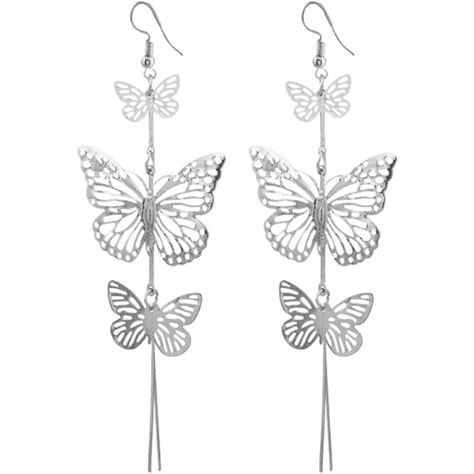 Alloy Layered Butterfly Earrings Silver ($30) ❤ liked on Polyvore featuring jewelry, earrings, butterfly earrings, earring jewelry, layered jewelry, silver jewelry and monarch butterfly jewelry Butterfly Dangle Earrings, Mexican Jewelry, Long Tassel Earrings, Ear Rings, Hanging Earrings, Butterfly Earrings, Girls Earrings, Online Earrings, Butterfly Design