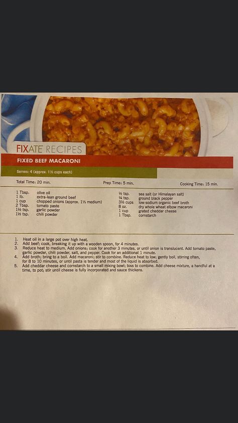 Fixed Beef Macaroni, Gut Protocol, Beef Macaroni, Fixate Recipes, 2b Mindset, Weekly Dinner, Beachbody Recipes, Dinner This Week, Skillet Meals