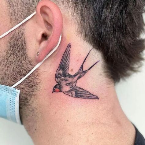 101 Best Bird Behind Ear Tattoo Ideas That Will Blow Your Mind! - Outsons Bird Neck Tattoo, Bird Tattoo Neck, Sparrow Tattoo Design, Full Neck Tattoos, Tattoo On Neck, Bird Tattoo Men, Best Neck Tattoos, Small Neck Tattoos, Side Neck Tattoo