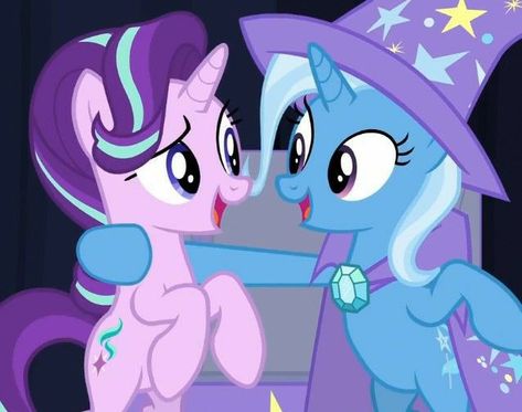 Trixie X Starlight, Trixie Lulamoon, Starlight Glimmer, Mlp Base, Dragon Puppet, My Little Pony Comic, Cartoon Tv Shows, Sunset Shimmer, Mlp Pony