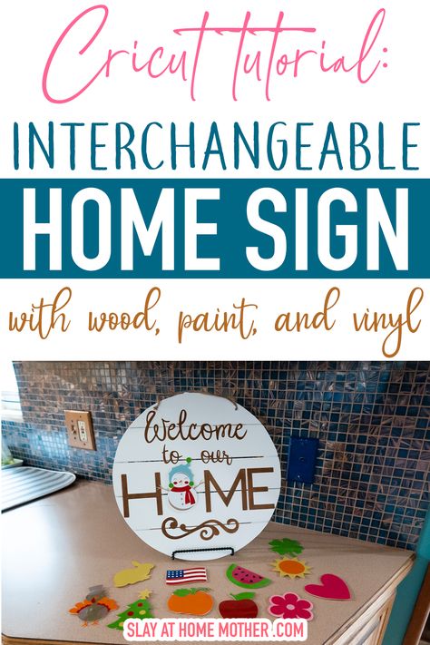 How To Make Interchangeable Home Sign, Changeable Welcome Sign Diy, Easy Welcome Sign Diy, Interchangeable Home Sign Diy Cricut, Seasonal Door Hangers Interchangeable Diy, Diy Interchangeable Home Sign, Welcome Sign Front Door Interchangeable Diy, Diy Interchangeable Welcome Sign, Diy Welcome Sign Wood Circle