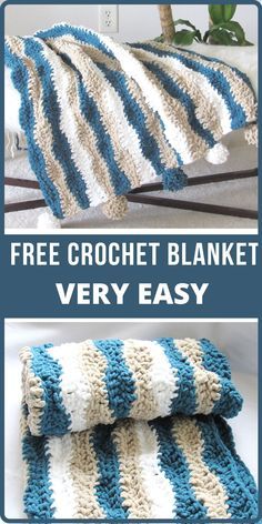 Easy Crochet Blanket For Beginners, Easy Crochet Patterns Free Beginners, Crochet Blanket For Beginners, Crocheted Rugs, Lap Blankets, Modern Haken, Easy Blanket, Chunky Crochet Blanket Pattern, Chunky Crochet Blanket