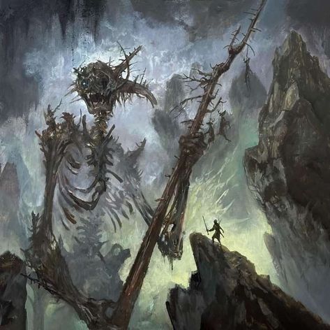 Giant Skeleton, Occult Art, Fantasy Monster, Ethereal Art, Horror Art, Creature Art, Dark Fantasy Art, Dark Fantasy, Painting & Drawing