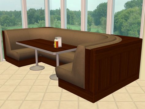 Mod The Sims - NL - Sectional Booth Recolours Retro Table And Chairs, Table Booth, Around The Sims 4, Booth Seat, Booth Table, Dining Booth, Sims 4 Blog, Booth Seating, Retro Table