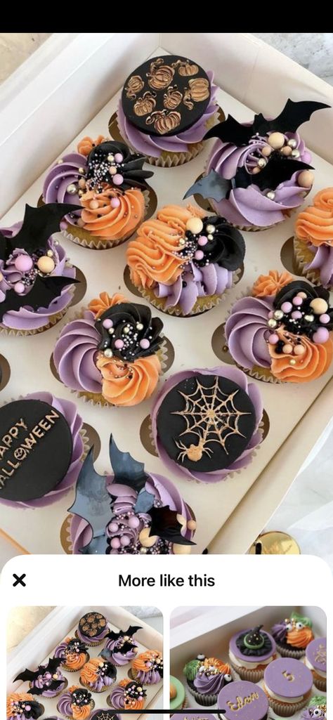 Purple Halloween Cupcakes, Witch Cupcakes Halloween, Witchy Cupcakes, Mini Cake And Cupcakes, Cauldron Cupcakes, Halloween Eats, Witch Cupcakes, Princess Cupcake, Purple Cupcakes