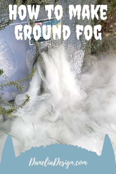 Diy Low Lying Fog Machine, Dry Ice Fog Diy, Homemade Fog Machine, Fog Machine Halloween Ideas, Spooky Outside Decor, Halloween Diy House Decorations, Low Fog Machine, Creepy Cloth Decorations Outside, Gorey Halloween Decorations