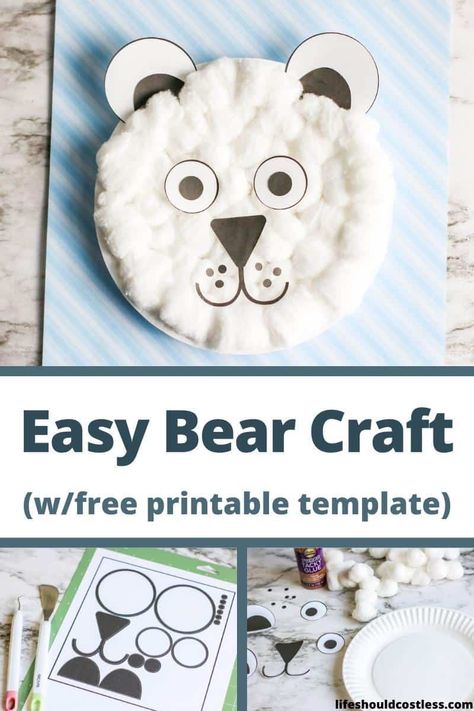 Polar Bear Paper Plate Craft, Cotton Ball Polar Bear Craft, Easy Polar Bear Crafts For Kids, Polar Bear Crafts For Toddlers, Polar Bear Template Free Printable, Paper Plate Polar Bear, Bear Paper Plate Craft, Polar Bear Template, Daycare Worksheets