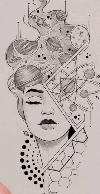 Aesthetic Sketch Ideas Meaningful, Head In Space Tattoo, Easy Drawing Designs, Unique Mandala Drawing, Cute Drawing Ideas, Old Sketches, Power Of Dreams, Meaningful Paintings, Easy Mandala Drawing