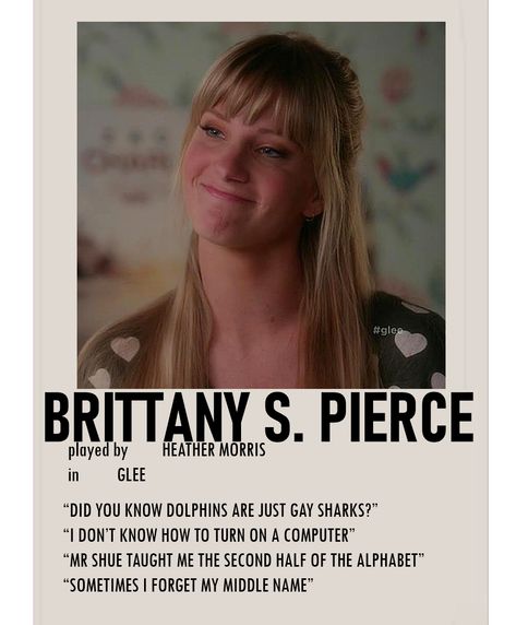 Brittany S Pierce, Heather Morris, Polaroid Posters, Polaroid Poster, Movie Poster Wall, I Love Her So Much, Love Her So Much, Comfort Characters, Room Aesthetic