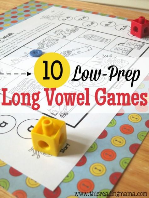 Free long vowel games Long Vowel Games, Vowels Kindergarten, Long Vowels Activities, The Measured Mom, Measured Mom, Long Vowel Words, Vowel Activities, Phonics Free, First Grade Phonics