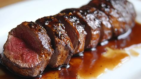 Maple Glazed Venison Tenderloin Recipe - Luscious Recipes Instant Pot Venison Tenderloin, Crockpot Venison Tenderloin, Deer Tenderloin Recipes Crockpot, Deer Loin Recipes, Venison Loin Recipes, Backstrap Venison Recipes, Deer Tenderloin Recipes, Ultimate Chili Recipe, Venison Tenderloin Recipes