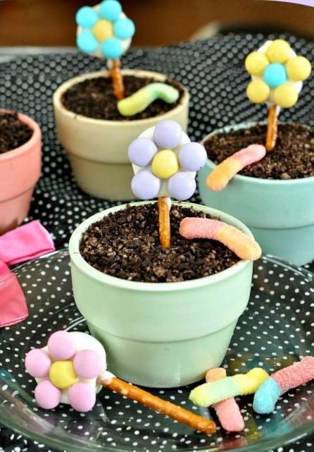 Dirt Cake Dessert, Easy Dirt Cake, Chocolate Dirt Cake, Dirt Cake Cups, Pretzels Sticks, Pretzel Knots, Cake With Edible Flowers, Dirt Cake Recipe, Desserts For Christmas