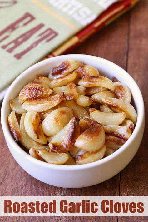 Tasty, creamy roasted garlic cloves make a wonderful topping for warm bread, mashed cauliflower, or any cooked vegetable.  #garlic #keto #lowcarb #paleo #glutenfree #sidedishes Cloves Recipes, Roasted Garlic Recipe, Roasted Garlic Cloves, Clam Recipes, Garlic Recipes, Grilling Chicken Breast, Healthy Food Blogs, Mashed Cauliflower, Serious Eats