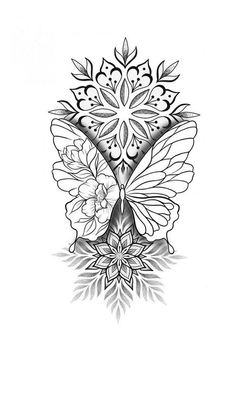 Ornamental Throat Tattoos Women, Butterfly With Mandala Tattoo, Witch Mandala Tattoo, Women’s Leg Sleeve Tattoo Ideas, Women Leg Sleeve Tattoo Ideas Mandala, Tattoo Ideas Throat, Mandala Animal Tattoo Design, Butterfly And Mandala Tattoo, Women Throat Tattoo Ideas