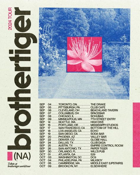 mel | poster for @brothertiger’s north america tour + new single cover art 🌸❣️ #graphicdesign #posterdesign #flyerdesign #itsnicethat… | Instagram Indian Typography Poster, Tour Design Poster, Tour Poster Design, Single Cover Art, Soda Bar, Street Poster, Instagram Poster, 2024 Poster, Promotional Poster