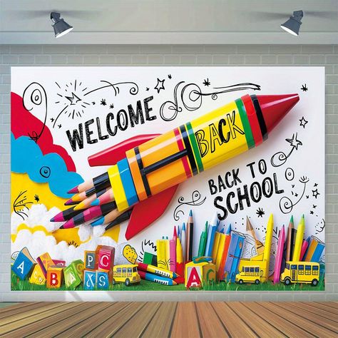 Faster shipping. Better service 100 Días De Clases, Prop Background, Giant Pencil, School Decoration, Party Backdrops, School First Day, School Banner, Preschool Art Activities, Welcome Back To School