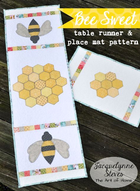 Beehive Quilt, Bee Quilts, Bee Diy, Bee Quilt, Applique Table Runner, Bird Embroidery Pattern, Bee Sweet, Smart Table, Pin Cushions Patterns