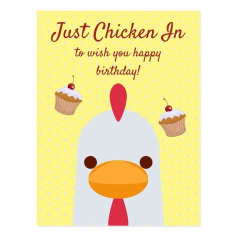 Just Chicken In Funny Happy Birthday - Popular Zazzle Product! Best choice, tags : #invitations, #tshirt, #card, #InvitationsCard, #legging, #trending, #holiday Happy Birthday Chicken, Happy Birthday Postcard, Wish You Happy Birthday, Birthday Postcard, Funny Postcards, Birthday Postcards, Funny Happy Birthday, Funny Happy, Hat Crafts