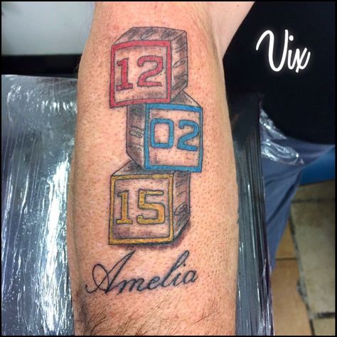 Building block tattoo Building Blocks Tattoo, Block Tattoo Idea, Blocks Tattoo, Block Tattoo, Tattoo Memorial, Name Blocks, My Tattoo, Memorial Tattoos, Tattoos For Daughters