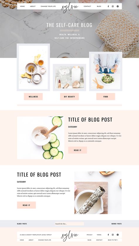 Blog Site Design Inspiration, Beauty Blog Website Design, Web Page Design Layout Templates, Health And Fitness Website Design, Lifestyle Blog Website Design, Website Design Inspiration Blog, Blog Homepage Design, Blog Inspiration Design Layout, Blog Page Layout