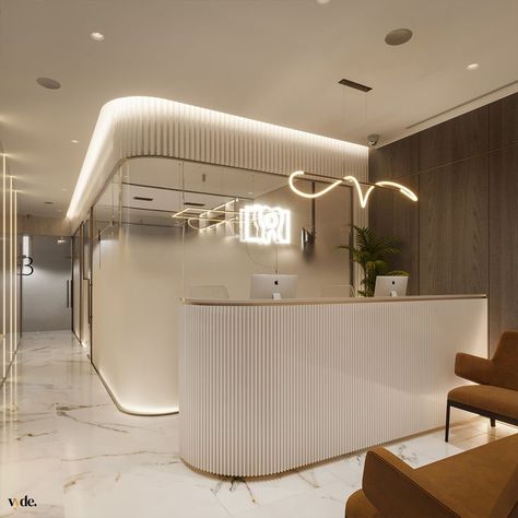 Dental Clinic Reception, Dentist Office Design Interiors, Dental Reception, Desk Interior, Psychology Clinic, Front Desk Design, Dental Design Interior, Doctor Office Design, Studio Medico