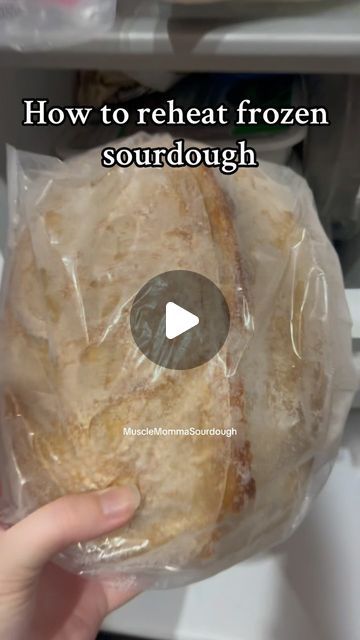 Hayley Lentino | Sourdough Tutorials on Instagram: "How to reheat frozen sourdough! SAVE for later! 🥖❤️  Heat resistant gloves are @lanongloves linked in my Amazon!   #sourdough #sourdoughtips #sourdoughstarter  #activestarter #sourdoughscoring #sourdoughbaker #sourdoughbakery #sourdoughtutorial #sourdoughtipsandtricks #sourdoughbread #sourdoughhowto #beginnersourdough #sourdoughbeginner #sourdoughforbeginners #sourdoughbaking #allaboutsourdough #foodietok #breadmaking #foodtiktok #doughrecipe #bakingtips #homemadebread #breadrecipe #sourdoughrecipe #breadbaking #MakingBreadAtHome #artisanbread #BreadmakingForBeginners" Frozen Sourdough Bread, How To Freeze Sourdough Bread, Sourdough Instructions, Sourdough Art, Sourdough 101, Sourdough Tips, Home Made Puff Pastry, Recipe Using Sourdough Starter, Discard Recipe