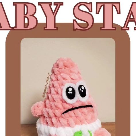 Crochet Patrick Star Keychain Free Pattern, Crochet Patrick Star Free Pattern, Spongebob Crochet Pattern Free, Crochet Patterns Amigurumi Free, Chunky Yarn Amigurumi Free Pattern, Spongebob Crochet, Crochet Spongebob, Crochet Minis, Dinosaur Patterns