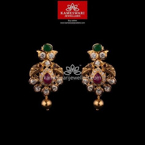 Jewellers Shop, Kameswari Jewellers, Buy Earrings Online, Gold Earrings Indian, Simple Gold Earrings, Gold Jewelry Outfits, Gold Earrings Models, Gold Jewelry Simple Necklace, Gold Necklace Indian Bridal Jewelry