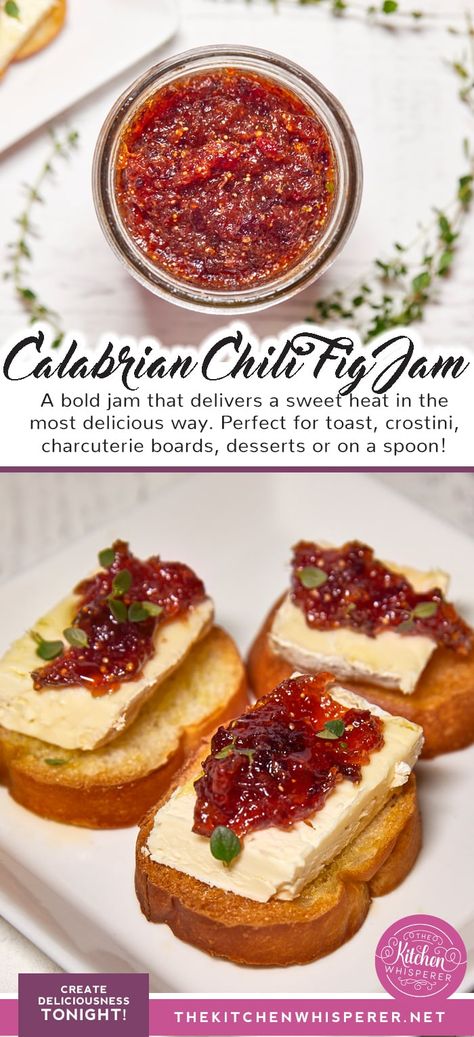 Fig Pepper Jelly Recipe, Recipes Using Fresh Figs, Fig Canning Recipes, Charcuterie Board Spreads, Jam Charcuterie Board, Charcuterie Jams, Fig Dessert Recipes, Figs Recipes, Spicy Jam